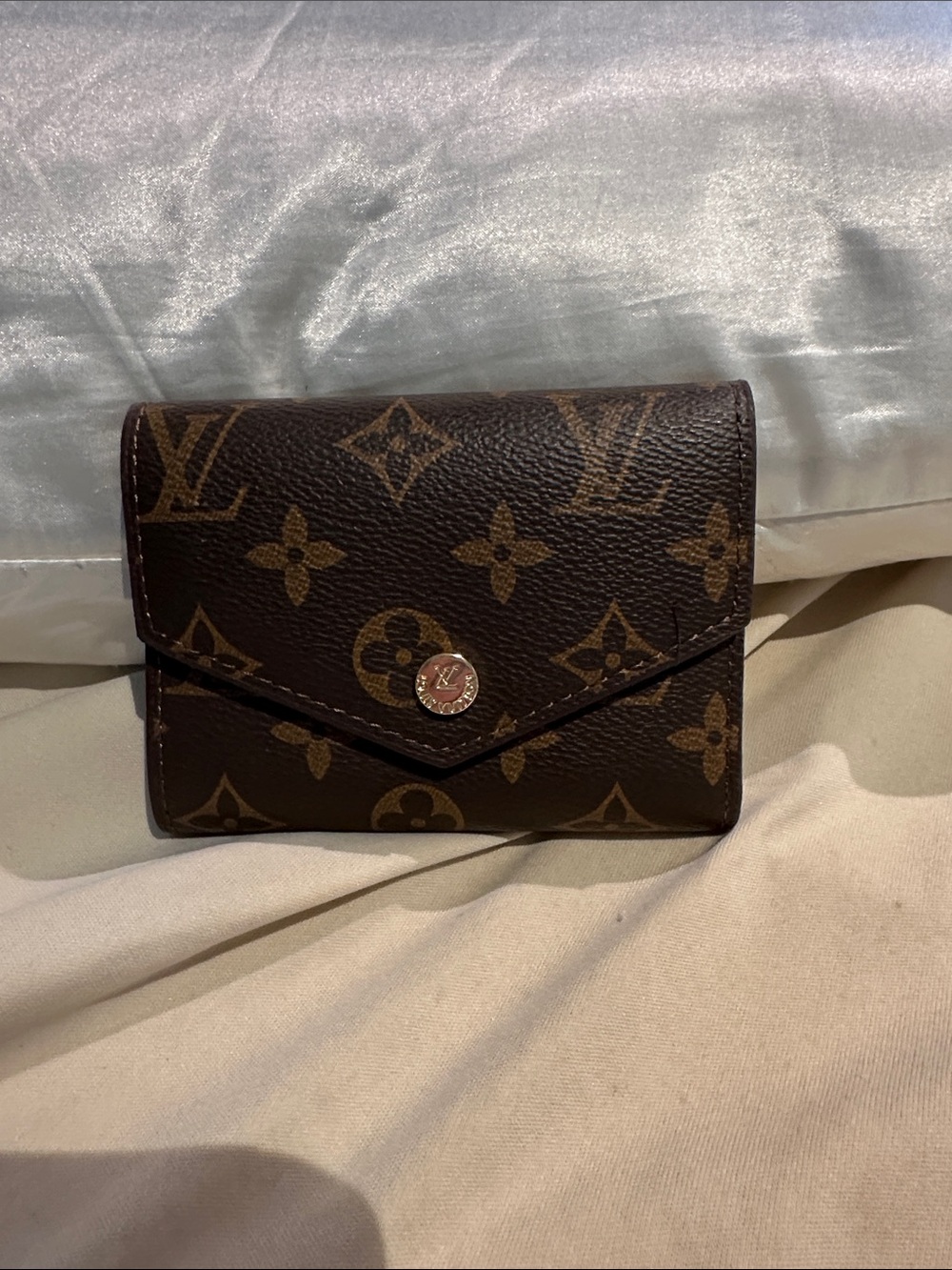 Monogram Envelope Wallet in Brown and Gold